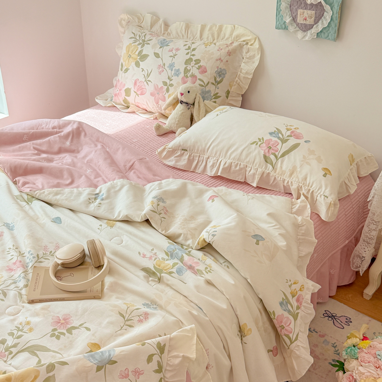 91家纺网 家纺一手货源 找家纺 （总）简宜家居（朝初家纺） 2026新款全棉花边夏被全棉床盖夏被四件套