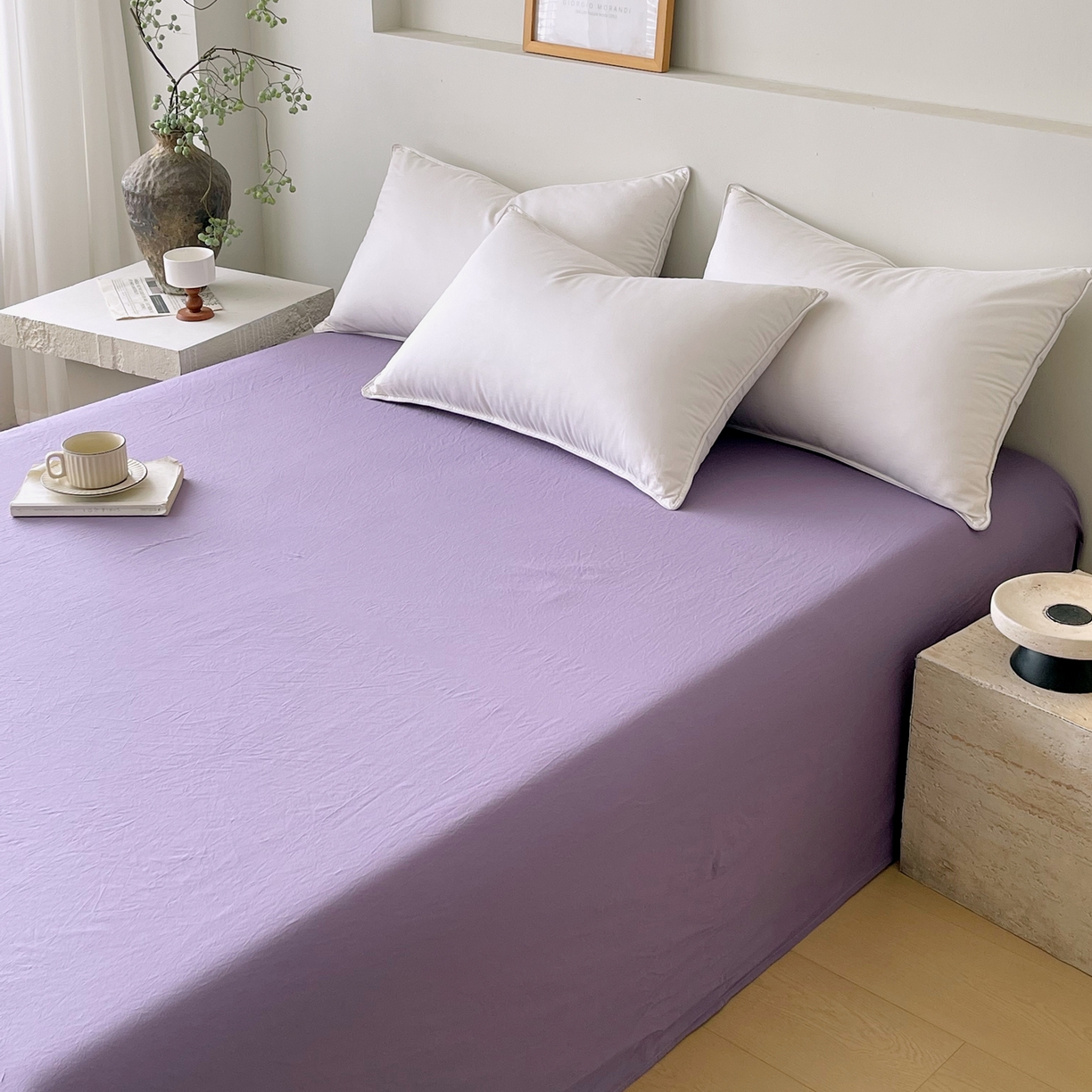 91家纺网 家纺一手货源 找家纺 春皖家纺 2026春夏新款全棉纯棉水洗棉单品系列床单单件床单单品-B版单床单 水晶紫