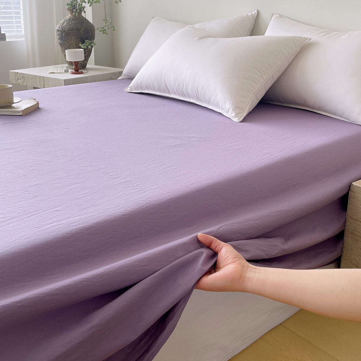 91家纺网 家纺一手货源 找家纺 春皖家纺 2026春夏新款全棉纯棉水洗棉单品系列床单单件床单单品-B版单床单 水晶紫