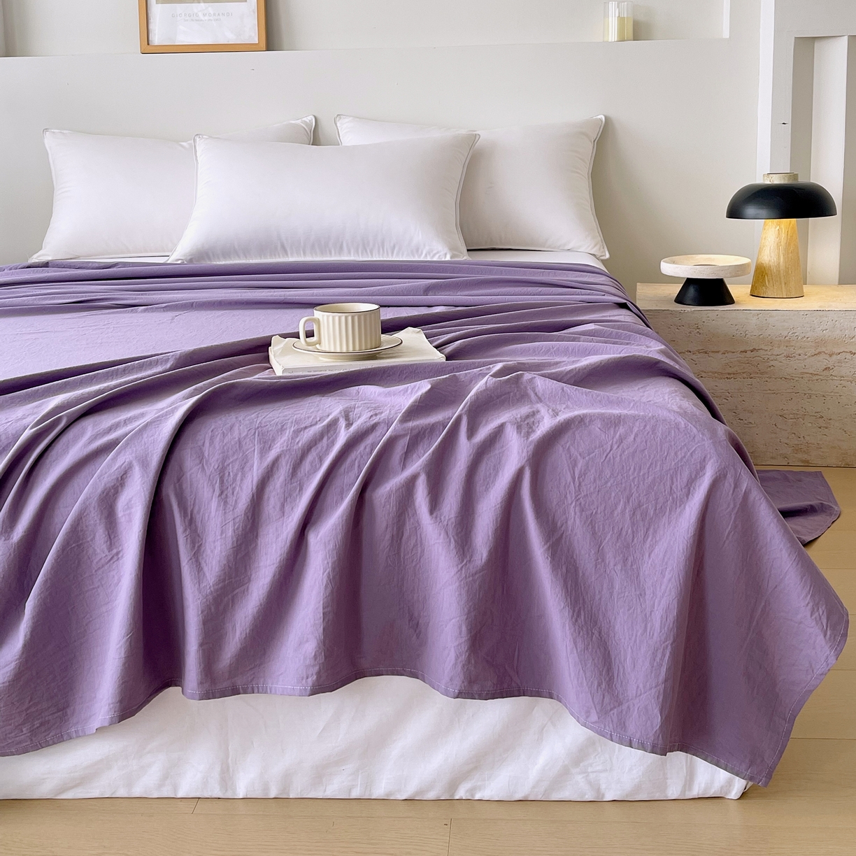 91家纺网 家纺一手货源 找家纺 春皖家纺 2026春夏新款全棉纯棉水洗棉单品系列床单单件床单单品-B版单床单 水晶紫