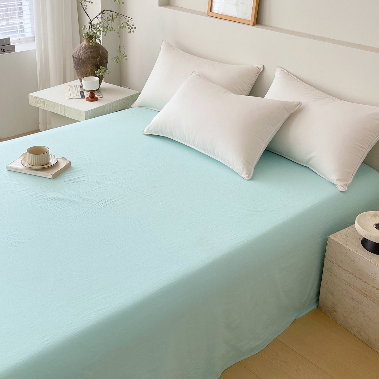 91家纺网 家纺一手货源 找家纺 春皖家纺 2026春夏新款全棉纯棉水洗棉单品系列床单单件床单单品-B版单床单 素雅翠兰