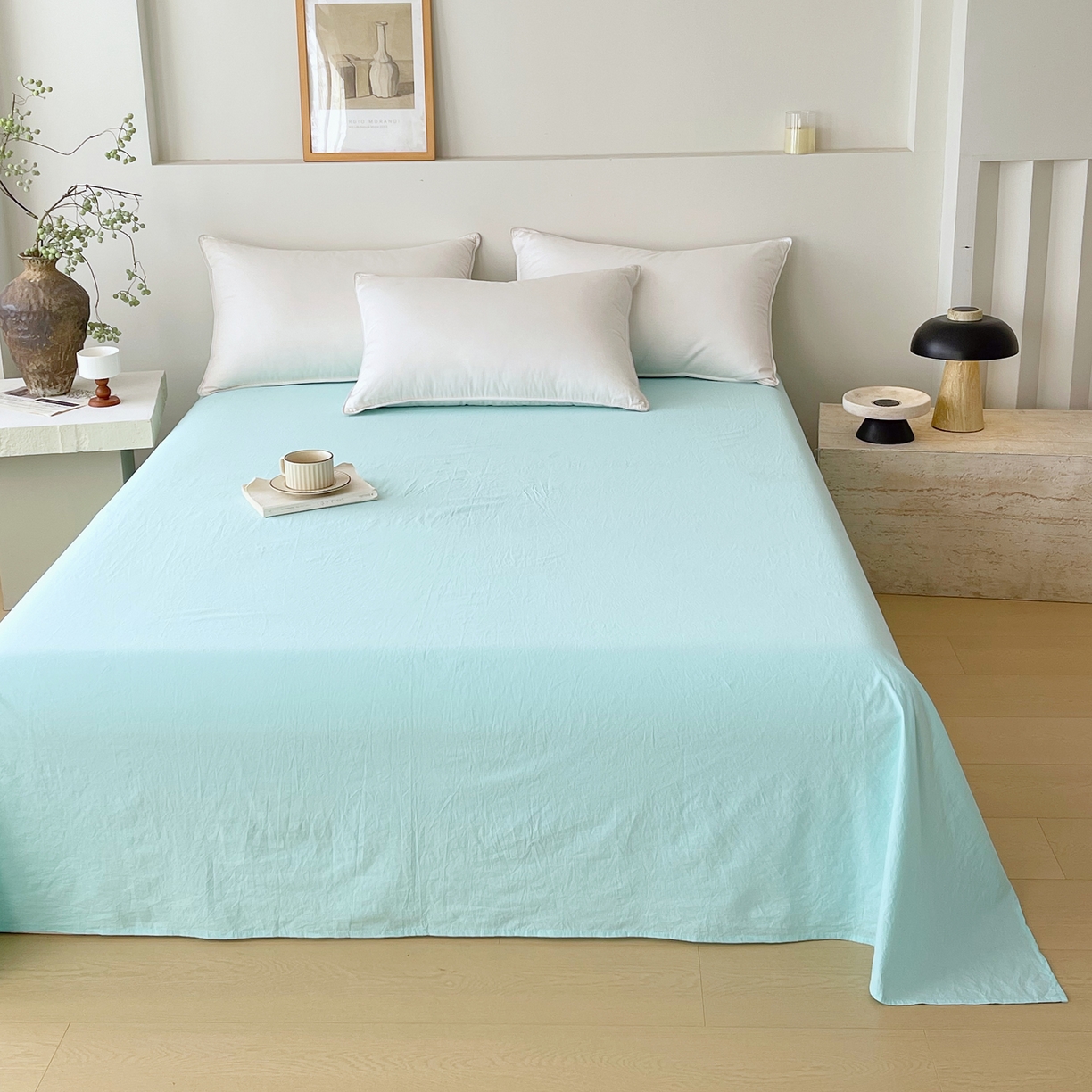 91家纺网 家纺一手货源 找家纺 春皖家纺 2026春夏新款全棉纯棉水洗棉单品系列床单单件床单单品-B版单床单 素雅翠兰