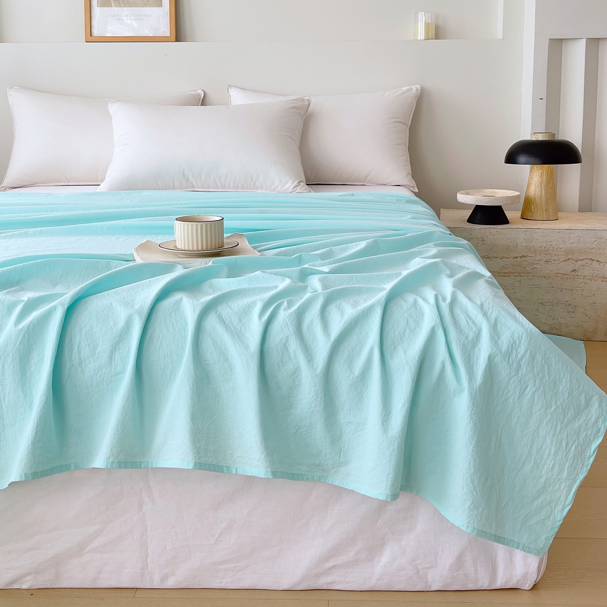 91家纺网 家纺一手货源 找家纺 春皖家纺 2026春夏新款全棉纯棉水洗棉单品系列床单单件床单单品-B版单床单 素雅翠兰