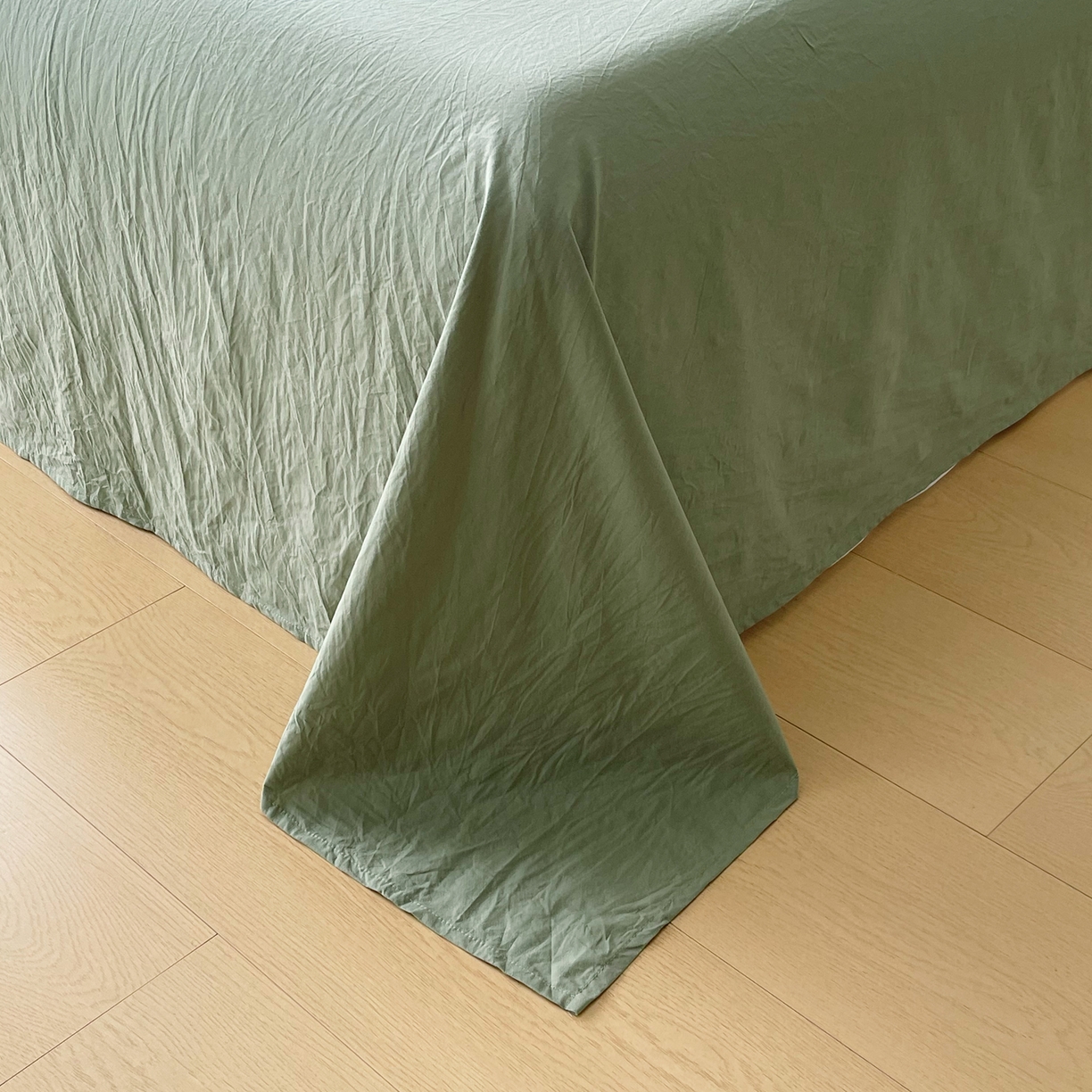 91家纺网 家纺一手货源 找家纺 春皖家纺 2026春夏新款全棉纯棉水洗棉单品系列床单单件床单单品-B版单床单 素雅军绿