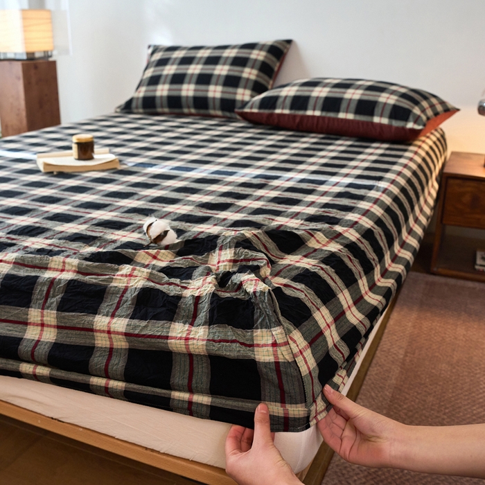 91家纺网 家纺一手货源 找家纺 （总）春皖家纺 2026春夏新款全棉纯棉水洗棉单品系列床笠单件床笠单品-A版单床笠