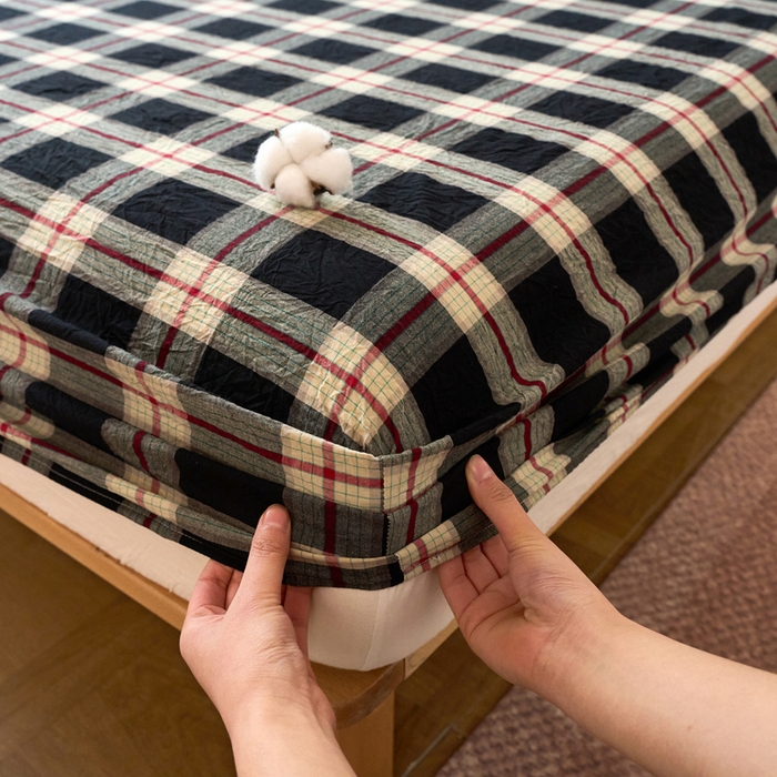 91家纺网 家纺一手货源 找家纺 （总）春皖家纺 2026春夏新款全棉纯棉水洗棉单品系列床笠单件床笠单品-A版单床笠