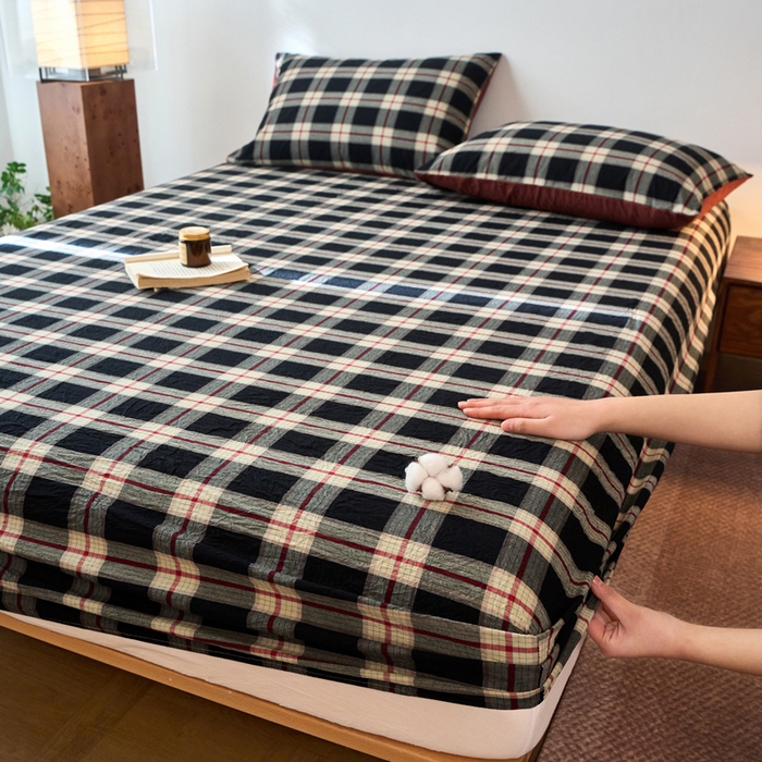 91家纺网 家纺一手货源 找家纺 （总）春皖家纺 2026春夏新款全棉纯棉水洗棉单品系列床笠单件床笠单品-A版单床笠