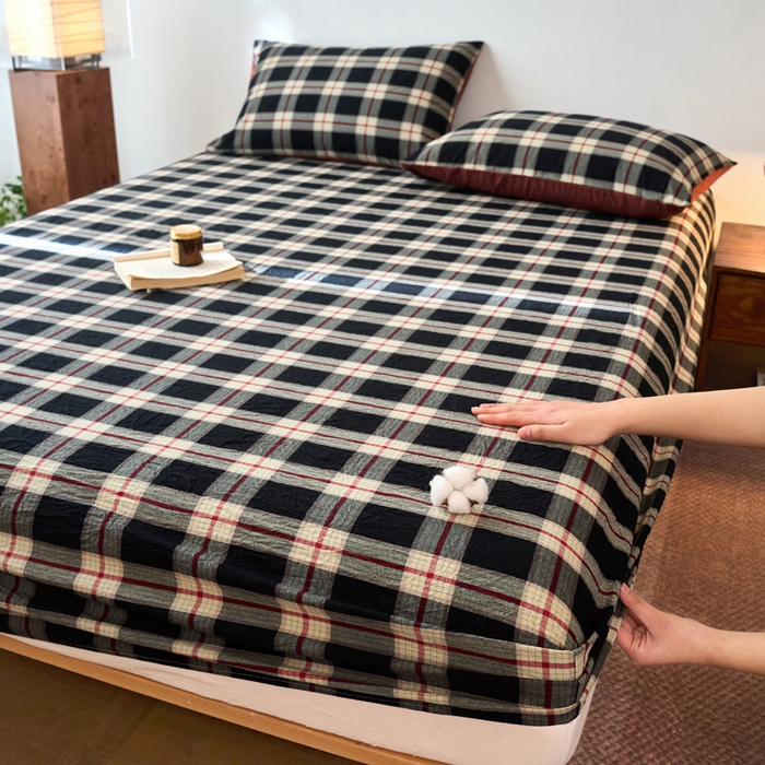 91家纺网 家纺一手货源 找家纺 （总）春皖家纺 2026春夏新款全棉纯棉水洗棉单品系列床笠单件床笠单品-A版单床笠