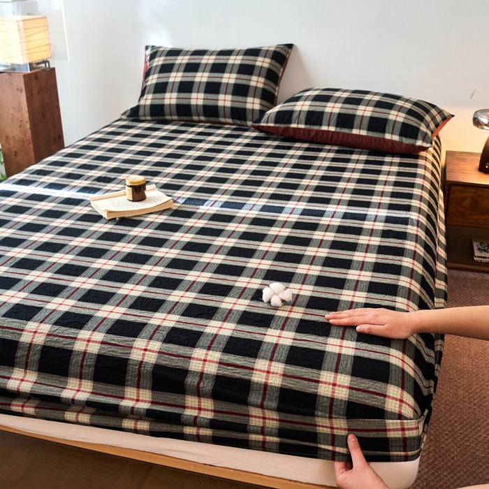 91家纺网 家纺一手货源 找家纺 （总）春皖家纺 2026春夏新款全棉纯棉水洗棉单品系列床笠单件床笠单品-A版单床笠