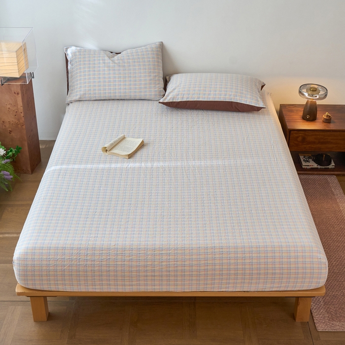 91家纺网 家纺一手货源 找家纺 （总）春皖家纺 2026春夏新款全棉纯棉水洗棉单品系列床笠单件床笠单品-A版单床笠