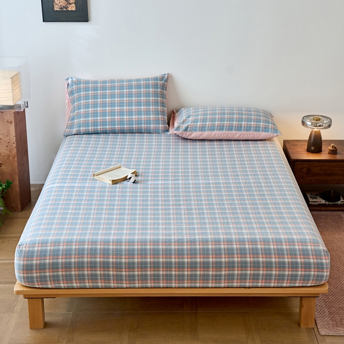 91家纺网 家纺一手货源 找家纺 （总）春皖家纺 2026春夏新款全棉纯棉水洗棉单品系列床笠单件床笠单品-A版单床笠