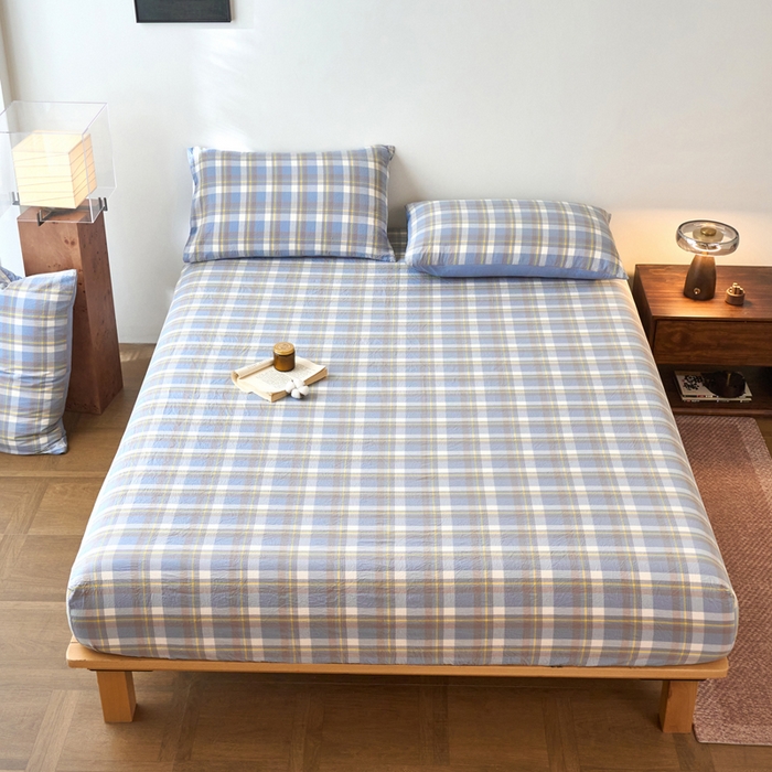 91家纺网 家纺一手货源 找家纺 （总）春皖家纺 2026春夏新款全棉纯棉水洗棉单品系列床笠单件床笠单品-A版单床笠