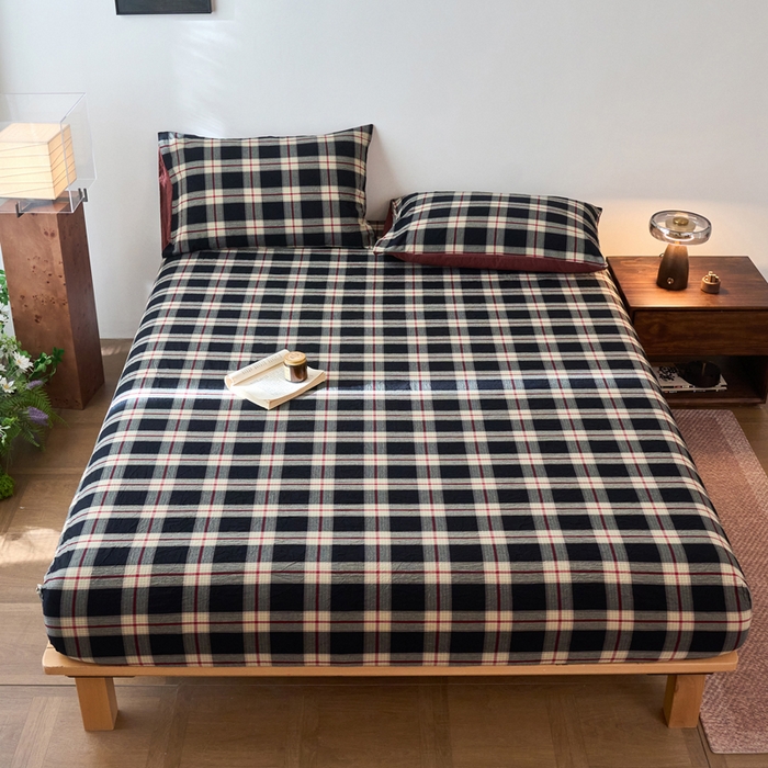 春皖家纺 2026春夏新款全棉纯棉水洗棉单品系列床笠单件床笠单品-A版单床笠 赫槿