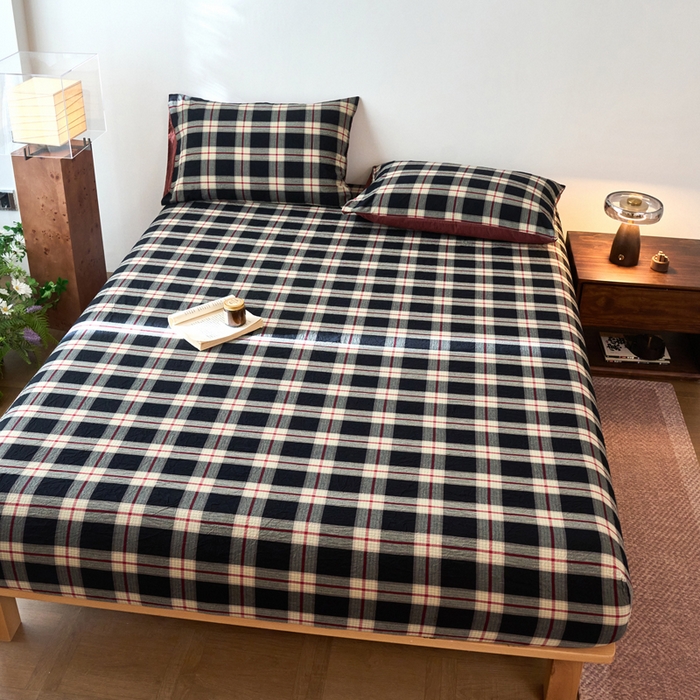 91家纺网 家纺一手货源 找家纺 春皖家纺 2026春夏新款全棉纯棉水洗棉单品系列床笠单件床笠单品-A版单床笠 赫槿