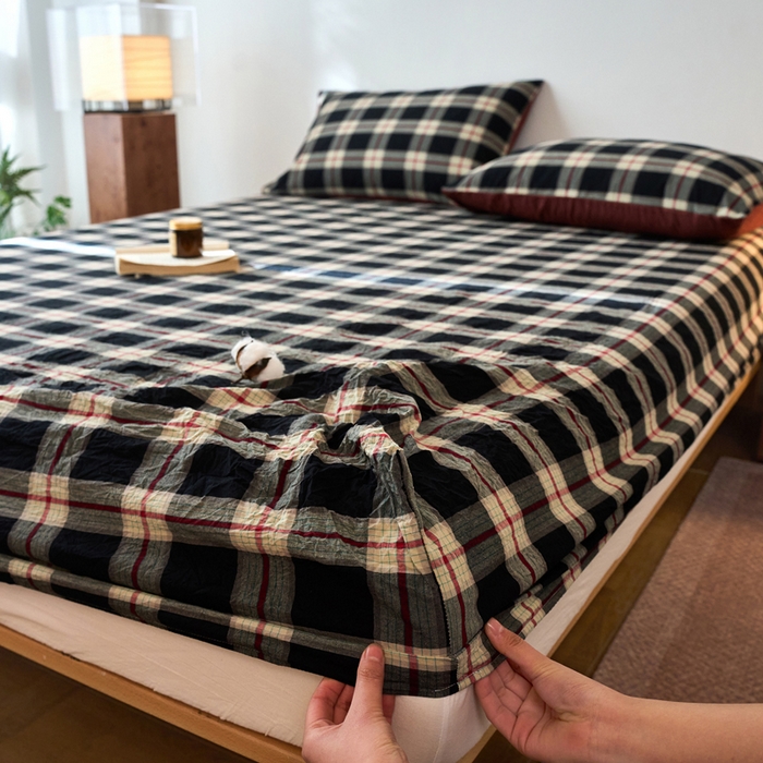 91家纺网 家纺一手货源 找家纺 春皖家纺 2026春夏新款全棉纯棉水洗棉单品系列床笠单件床笠单品-A版单床笠 赫槿