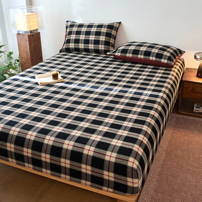 91家纺网 家纺一手货源 找家纺 春皖家纺 2026春夏新款全棉纯棉水洗棉单品系列床笠单件床笠单品-A版单床笠 赫槿