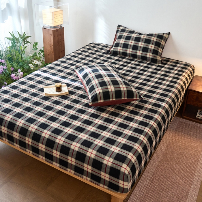 91家纺网 家纺一手货源 找家纺 春皖家纺 2026春夏新款全棉纯棉水洗棉单品系列床笠单件床笠单品-A版单床笠 赫槿