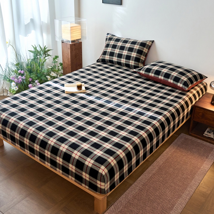 91家纺网 家纺一手货源 找家纺 春皖家纺 2026春夏新款全棉纯棉水洗棉单品系列床笠单件床笠单品-A版单床笠 赫槿