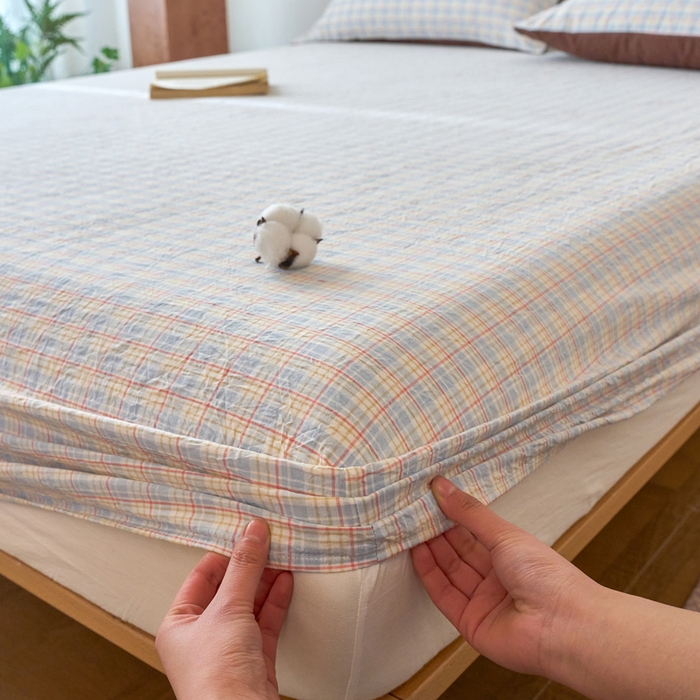 91家纺网 家纺一手货源 找家纺 春皖家纺 2026春夏新款全棉纯棉水洗棉单品系列床笠单件床笠单品-A版单床笠 春风格