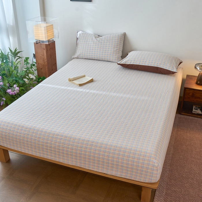 91家纺网 家纺一手货源 找家纺 春皖家纺 2026春夏新款全棉纯棉水洗棉单品系列床笠单件床笠单品-A版单床笠 春风格