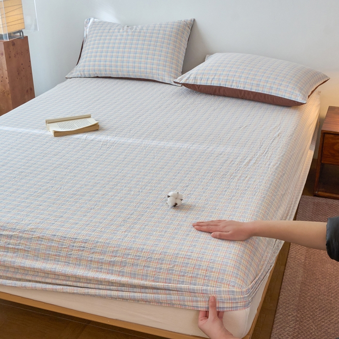 91家纺网 家纺一手货源 找家纺 春皖家纺 2026春夏新款全棉纯棉水洗棉单品系列床笠单件床笠单品-A版单床笠 春风格