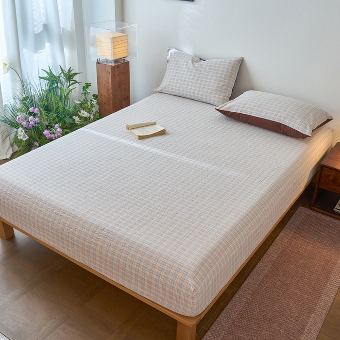 91家纺网 家纺一手货源 找家纺 春皖家纺 2026春夏新款全棉纯棉水洗棉单品系列床笠单件床笠单品-A版单床笠 春风格