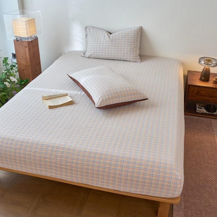 91家纺网 家纺一手货源 找家纺 春皖家纺 2026春夏新款全棉纯棉水洗棉单品系列床笠单件床笠单品-A版单床笠 春风格