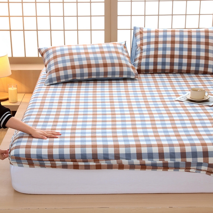 91家纺网 家纺一手货源 找家纺 春皖家纺 2026春夏新款全棉纯棉水洗棉单品系列床笠单件床笠单品-A版单床笠 翠竹-彩格