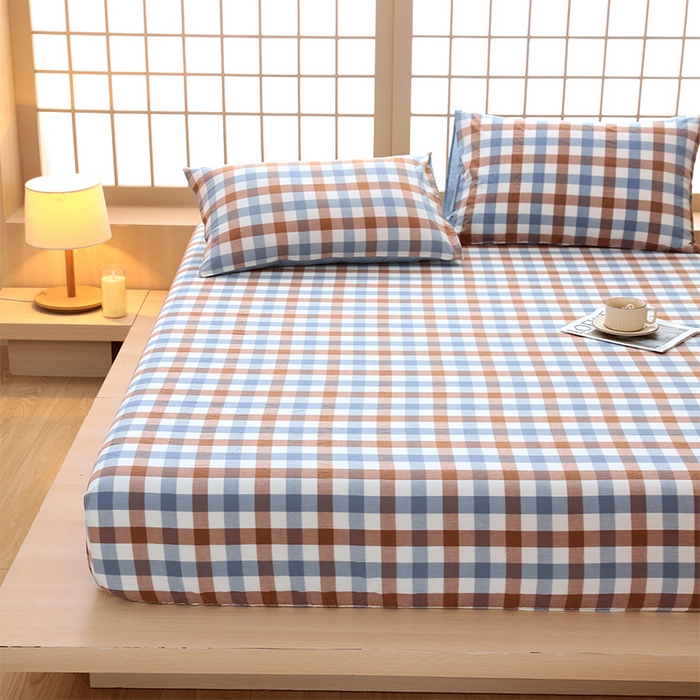 91家纺网 家纺一手货源 找家纺 春皖家纺 2026春夏新款全棉纯棉水洗棉单品系列床笠单件床笠单品-A版单床笠 翠竹-彩格