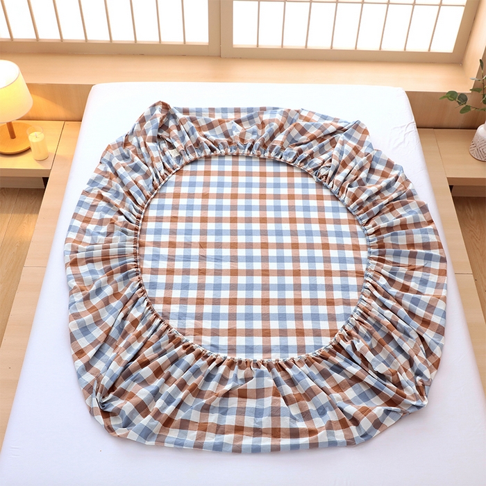 91家纺网 家纺一手货源 找家纺 春皖家纺 2026春夏新款全棉纯棉水洗棉单品系列床笠单件床笠单品-A版单床笠 翠竹-彩格