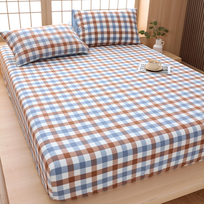 91家纺网 家纺一手货源 找家纺 春皖家纺 2026春夏新款全棉纯棉水洗棉单品系列床笠单件床笠单品-A版单床笠 翠竹-彩格