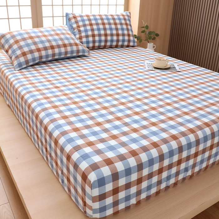 91家纺网 家纺一手货源 找家纺 春皖家纺 2026春夏新款全棉纯棉水洗棉单品系列床笠单件床笠单品-A版单床笠 翠竹-彩格