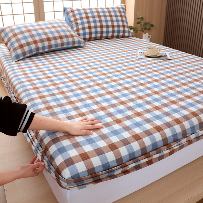 91家纺网 家纺一手货源 找家纺 春皖家纺 2026春夏新款全棉纯棉水洗棉单品系列床笠单件床笠单品-A版单床笠 翠竹-彩格