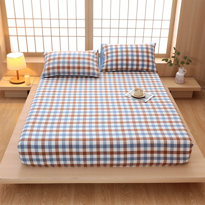 91家纺网 家纺一手货源 找家纺 春皖家纺 2026春夏新款全棉纯棉水洗棉单品系列床笠单件床笠单品-A版单床笠 翠竹-彩格