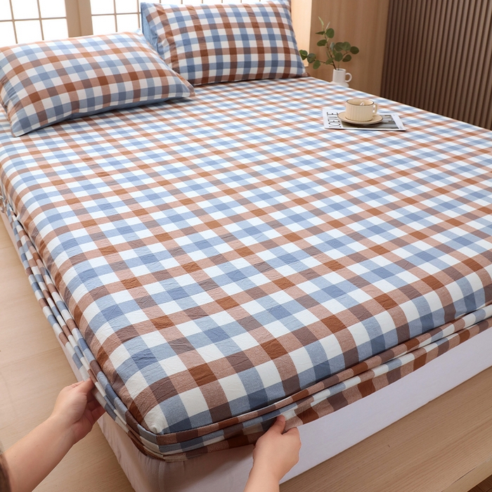 91家纺网 家纺一手货源 找家纺 春皖家纺 2026春夏新款全棉纯棉水洗棉单品系列床笠单件床笠单品-A版单床笠 翠竹-彩格