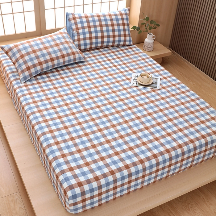 91家纺网 家纺一手货源 找家纺 春皖家纺 2026春夏新款全棉纯棉水洗棉单品系列床笠单件床笠单品-A版单床笠 翠竹-彩格