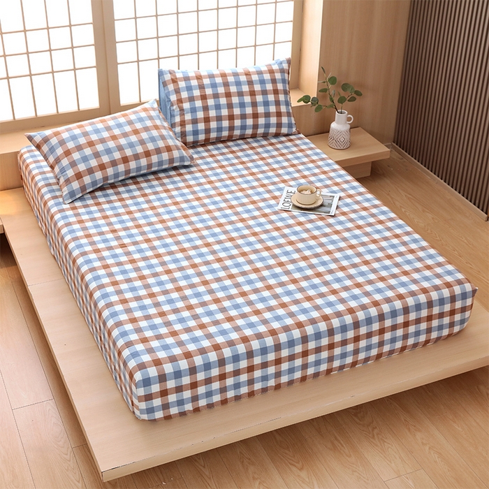 91家纺网 家纺一手货源 找家纺 春皖家纺 2026春夏新款全棉纯棉水洗棉单品系列床笠单件床笠单品-A版单床笠 翠竹-彩格