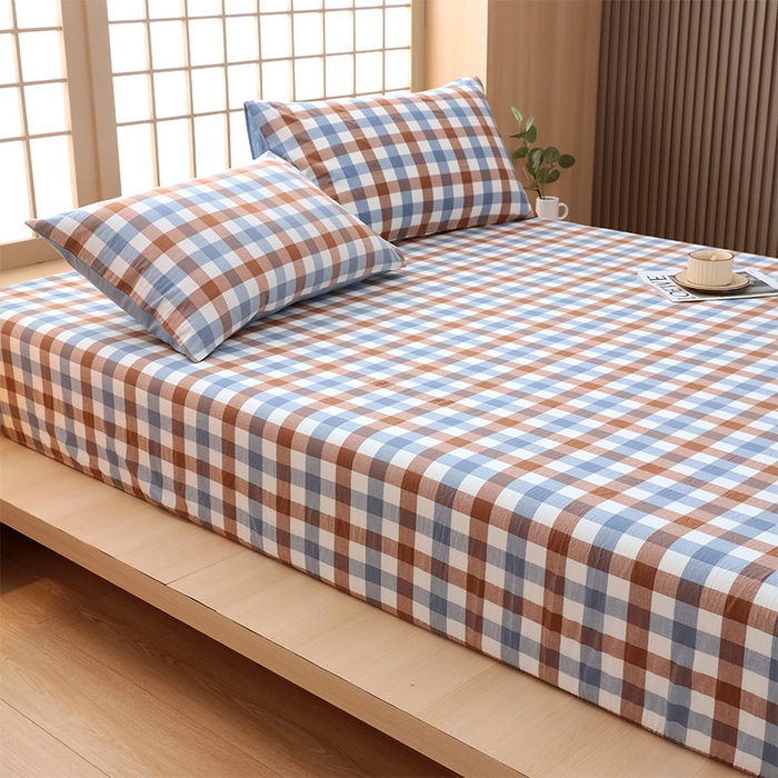 91家纺网 家纺一手货源 找家纺 春皖家纺 2026春夏新款全棉纯棉水洗棉单品系列床笠单件床笠单品-A版单床笠 翠竹-彩格