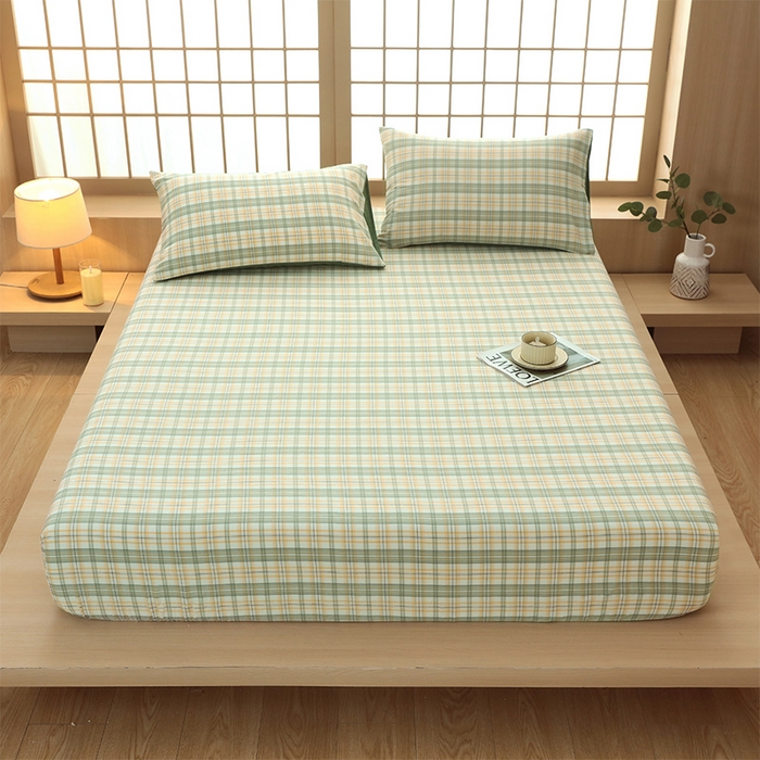 春皖家纺 2026春夏新款全棉纯棉水洗棉单品系列床笠单件床笠单品-A版单床笠 翠竹-果条