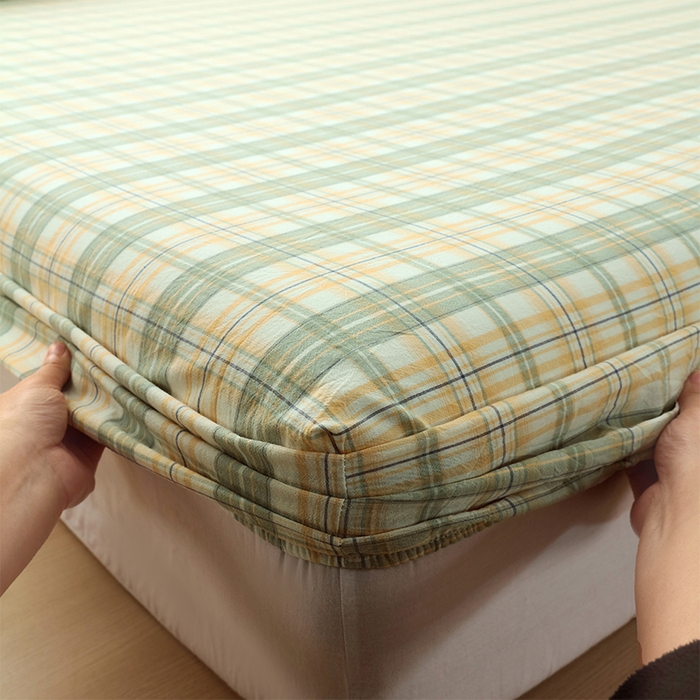 91家纺网 家纺一手货源 找家纺 春皖家纺 2026春夏新款全棉纯棉水洗棉单品系列床笠单件床笠单品-A版单床笠 翠竹-果条