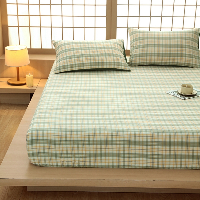 91家纺网 家纺一手货源 找家纺 春皖家纺 2026春夏新款全棉纯棉水洗棉单品系列床笠单件床笠单品-A版单床笠 翠竹-果条