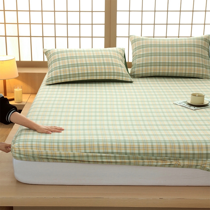 91家纺网 家纺一手货源 找家纺 春皖家纺 2026春夏新款全棉纯棉水洗棉单品系列床笠单件床笠单品-A版单床笠 翠竹-果条