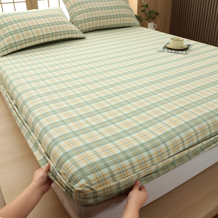 91家纺网 家纺一手货源 找家纺 春皖家纺 2026春夏新款全棉纯棉水洗棉单品系列床笠单件床笠单品-A版单床笠 翠竹-果条