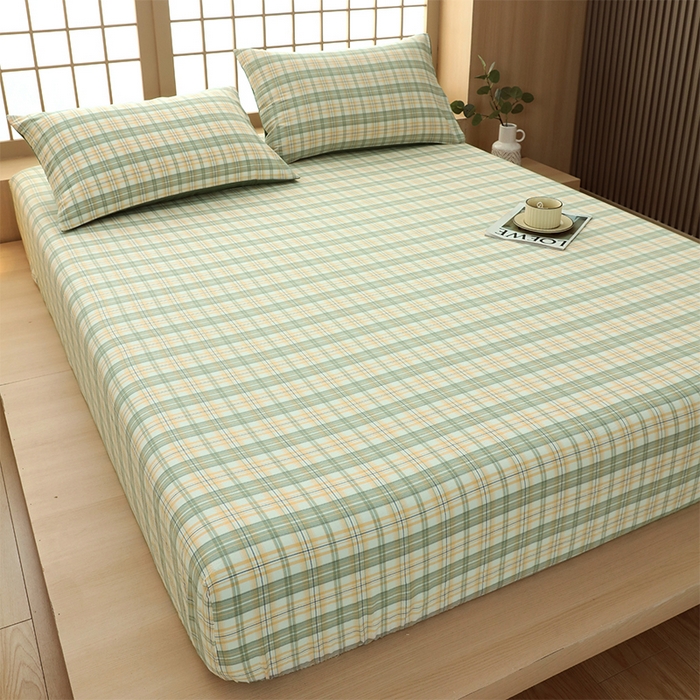 91家纺网 家纺一手货源 找家纺 春皖家纺 2026春夏新款全棉纯棉水洗棉单品系列床笠单件床笠单品-A版单床笠 翠竹-果条