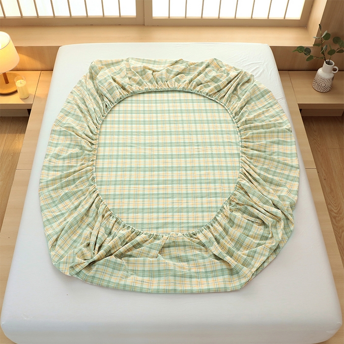 91家纺网 家纺一手货源 找家纺 春皖家纺 2026春夏新款全棉纯棉水洗棉单品系列床笠单件床笠单品-A版单床笠 翠竹-果条