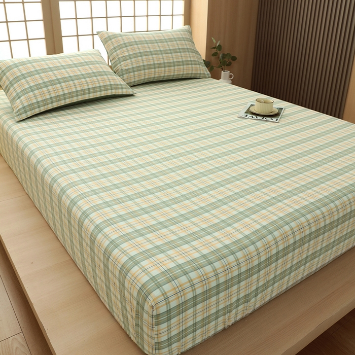 91家纺网 家纺一手货源 找家纺 春皖家纺 2026春夏新款全棉纯棉水洗棉单品系列床笠单件床笠单品-A版单床笠 翠竹-果条