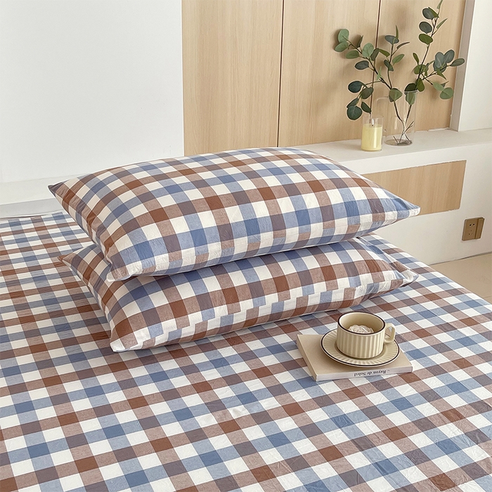 91家纺网 家纺一手货源 找家纺 春皖家纺 2026春夏新款全棉纯棉水洗棉单品系列床单单件床单单品-A版单床单 翠竹-彩格