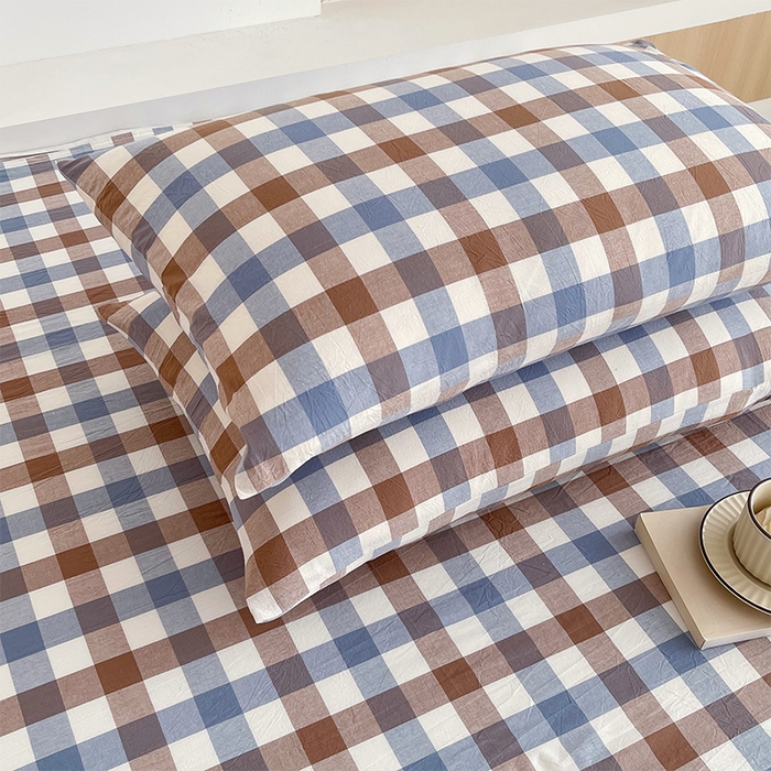 91家纺网 家纺一手货源 找家纺 春皖家纺 2026春夏新款全棉纯棉水洗棉单品系列床单单件床单单品-A版单床单 翠竹-彩格