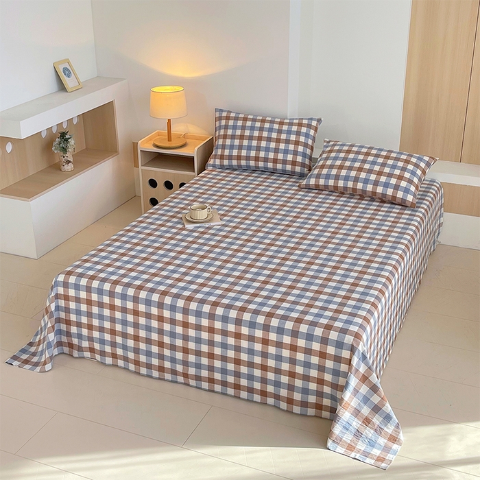 91家纺网 家纺一手货源 找家纺 春皖家纺 2026春夏新款全棉纯棉水洗棉单品系列床单单件床单单品-A版单床单 翠竹-彩格