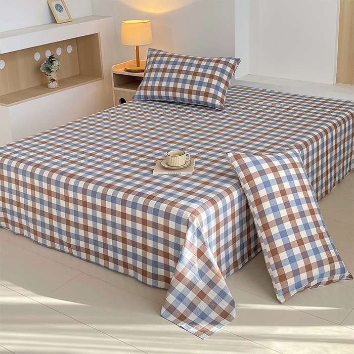 91家纺网 家纺一手货源 找家纺 春皖家纺 2026春夏新款全棉纯棉水洗棉单品系列床单单件床单单品-A版单床单 翠竹-彩格